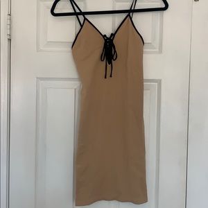 Free People Beige Bodycon Slip Dress